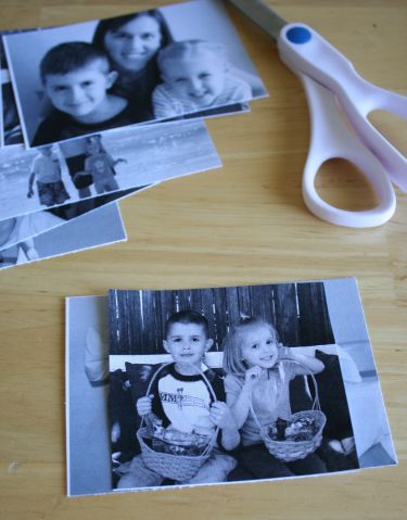 cutting photos with scissors