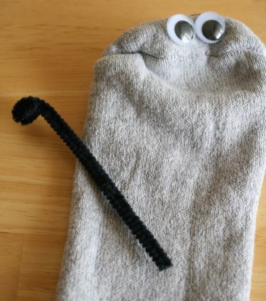 black pipe cleaner for sock puppet craft 