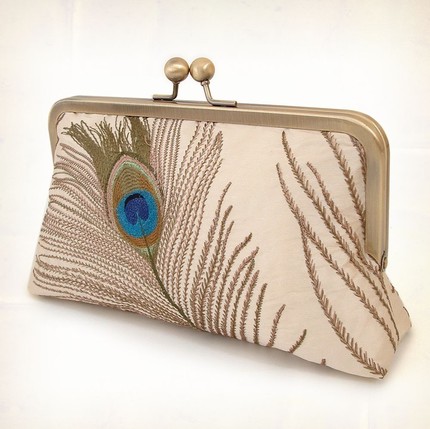 peacock clutch purse