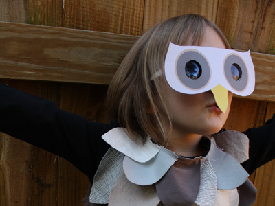 Kid's Owl Costume DIY (mask) by Ellen Luckett Baker at Alphamom.com 