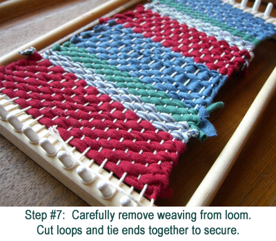 removing weaving from loom