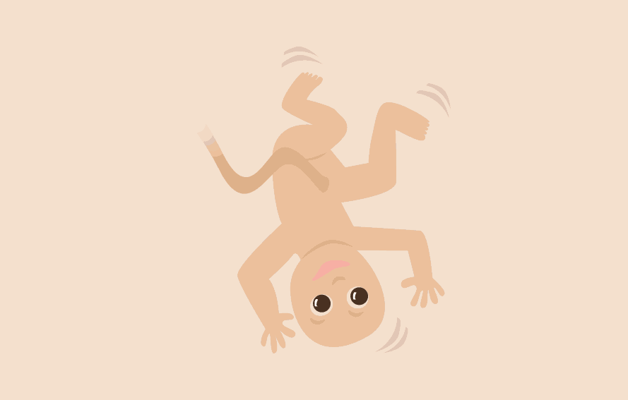 cute illustration of a fetus doing somersaults