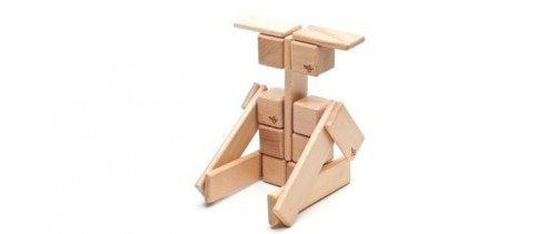 Tegu Blocks arranged to look like sitting person 
