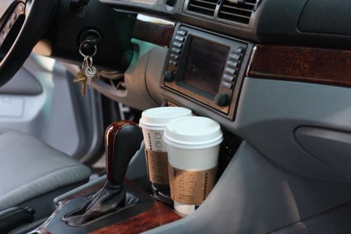 coffee cups in car drink holders