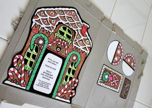 Gingerbread House Card glued onto cardboard 