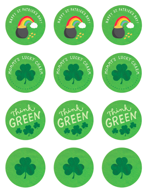 St Patrick/'s Day Tag Printable Instant Download Digital File of 12 2 inch Square Stickers or Tags Instant Download Tags or Stickers -
