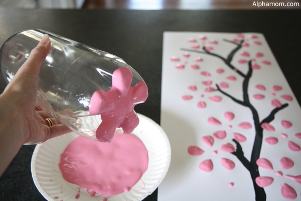 Cherry Blossom Art from a Recycled Soda Bottle