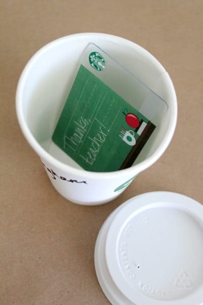 Starbucks teacher gift card coffee cup thank you printable