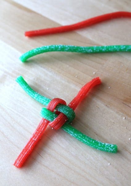 candy rope tied into a friendship knot 