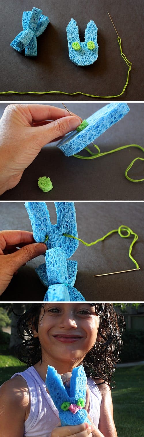 Sewing sponge animals craft 
