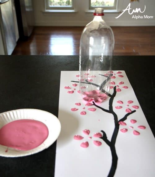 Cherry Blossom Art Made with Soda Bottle | alphamom.com
