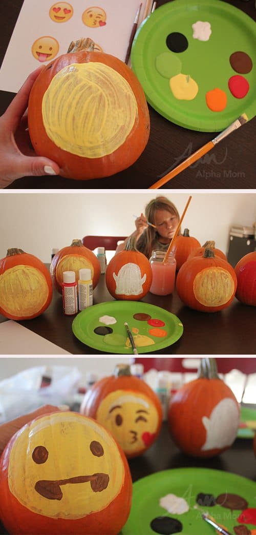Emoji Pumpkins for Halloween (supplies) by Brenda Ponnay for Alphamom.com 