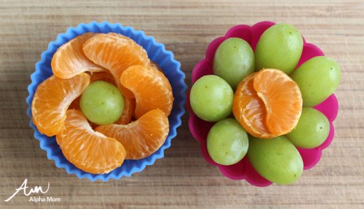 small fruit cups with grapes and orange slices 