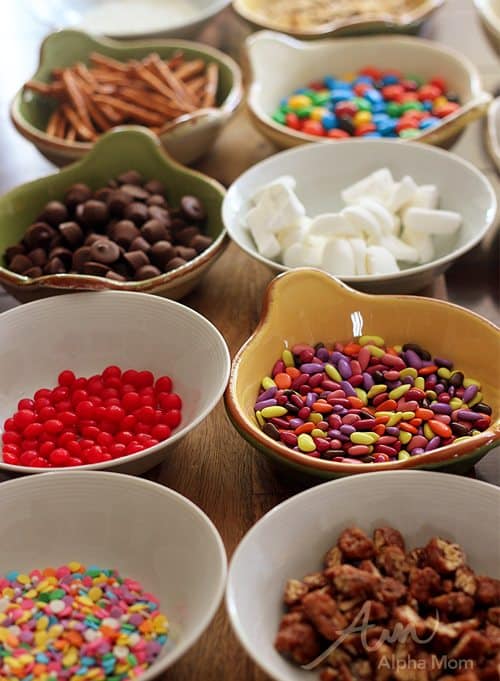 Variety of toppings for brownies 
