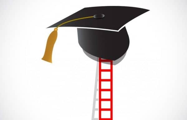 illustration of graduation cap on a ladder
