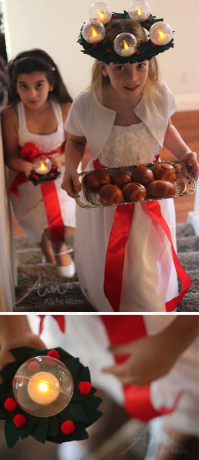 St. Lucia Day Craft: Bubble Candle Wreath by Brenda Ponnay for Alphamom.com (breakfast delivery)