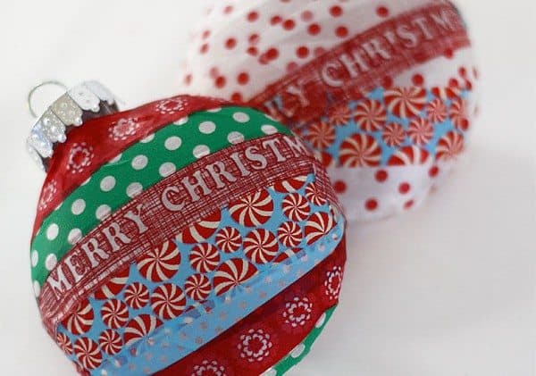 Washi Tape Christmas Tree Ornaments by Cindy Hopper for Alphamom.com