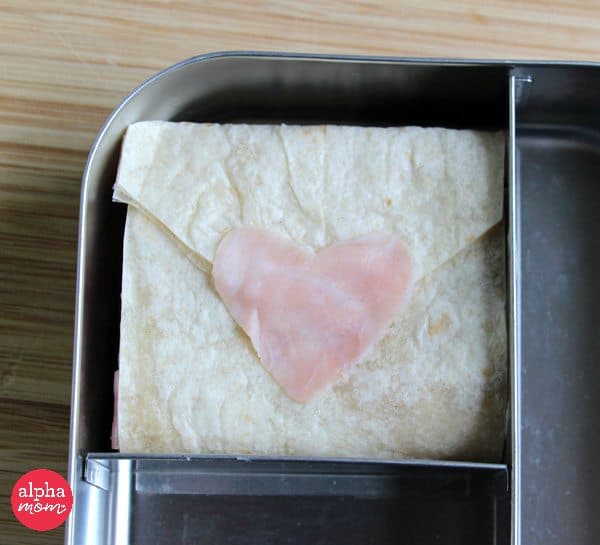 Love letter shaped tortilla wrap 