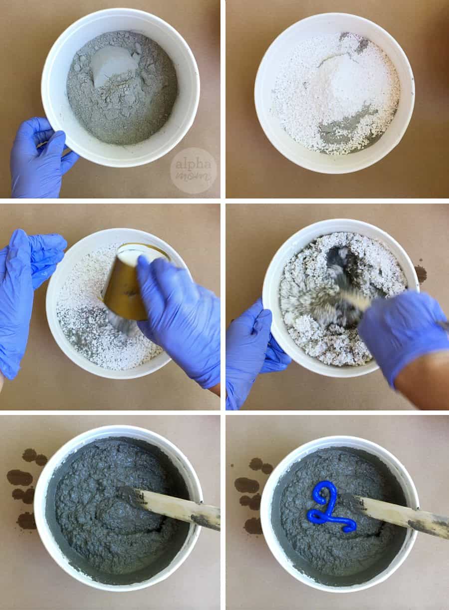 step by step photos for how to mix cement in a bucket