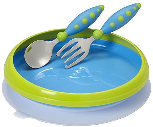 Silicone Toddler Plates,Suction Plates for Baby Divided Grip Dish for Kids Self Feeding Training Baby Dinner Plate Placemat BPA Free Fits Most Highchair Microwave Dishwasher Safe-Blue Flamingo 