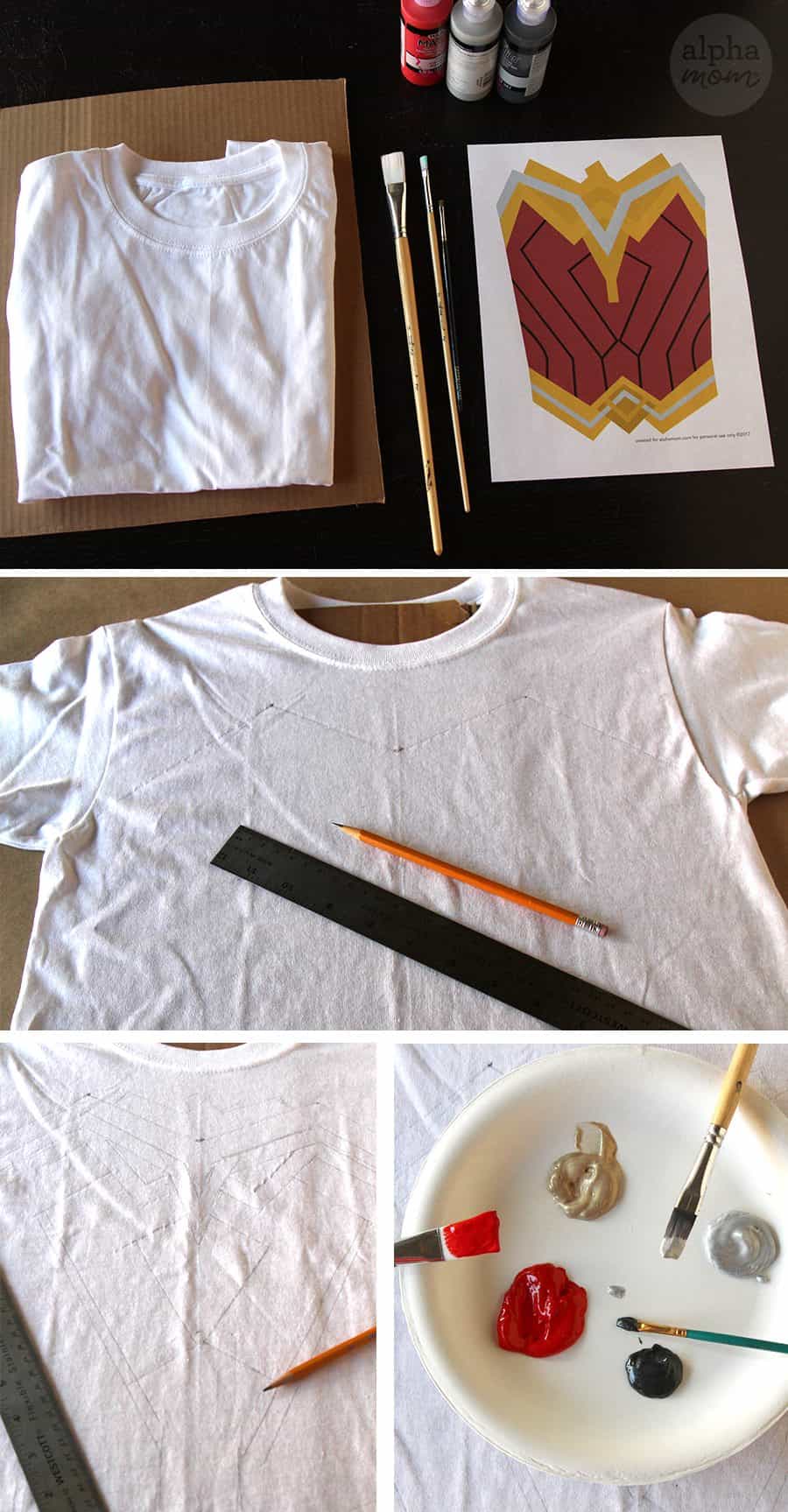 Wonder Woman DIY T-shirt Costume (how-to step 1) by Brenda Ponnay for Alphamom.com
