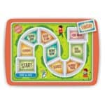 Dinner Winner Plate: Make mealtime fun with this clever plate: The game board-style spaces divide dinner into eight small portions — your child eats her way to the finish line, where a special treat waits in a covered slot.