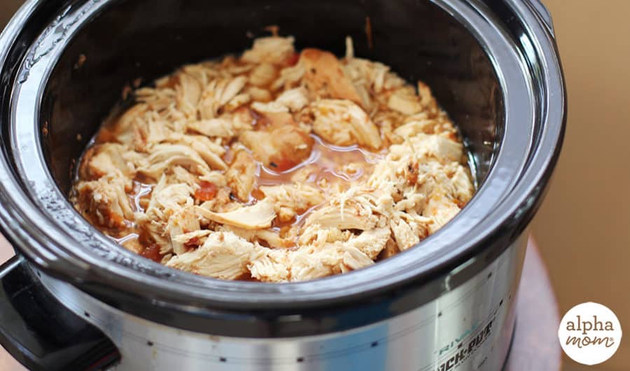 Slow cooker salsa chicken in a crock pot