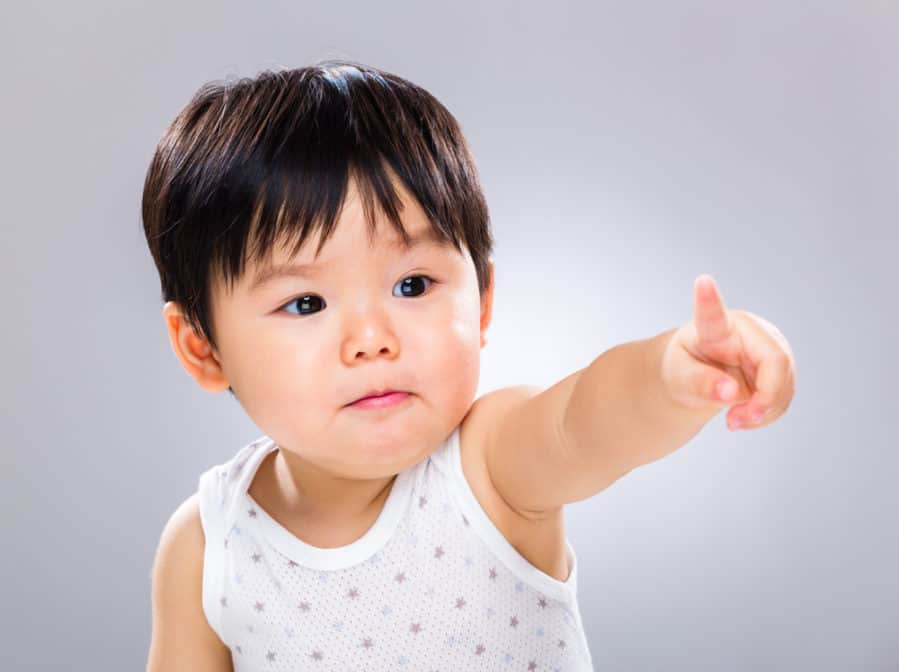 Toddler boy pointing finger