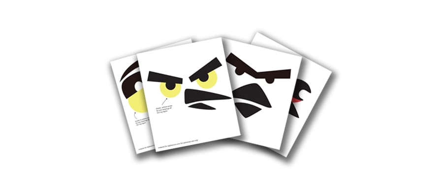 printable template of Angry Birds faces to carve jack o lanterns for Halloween