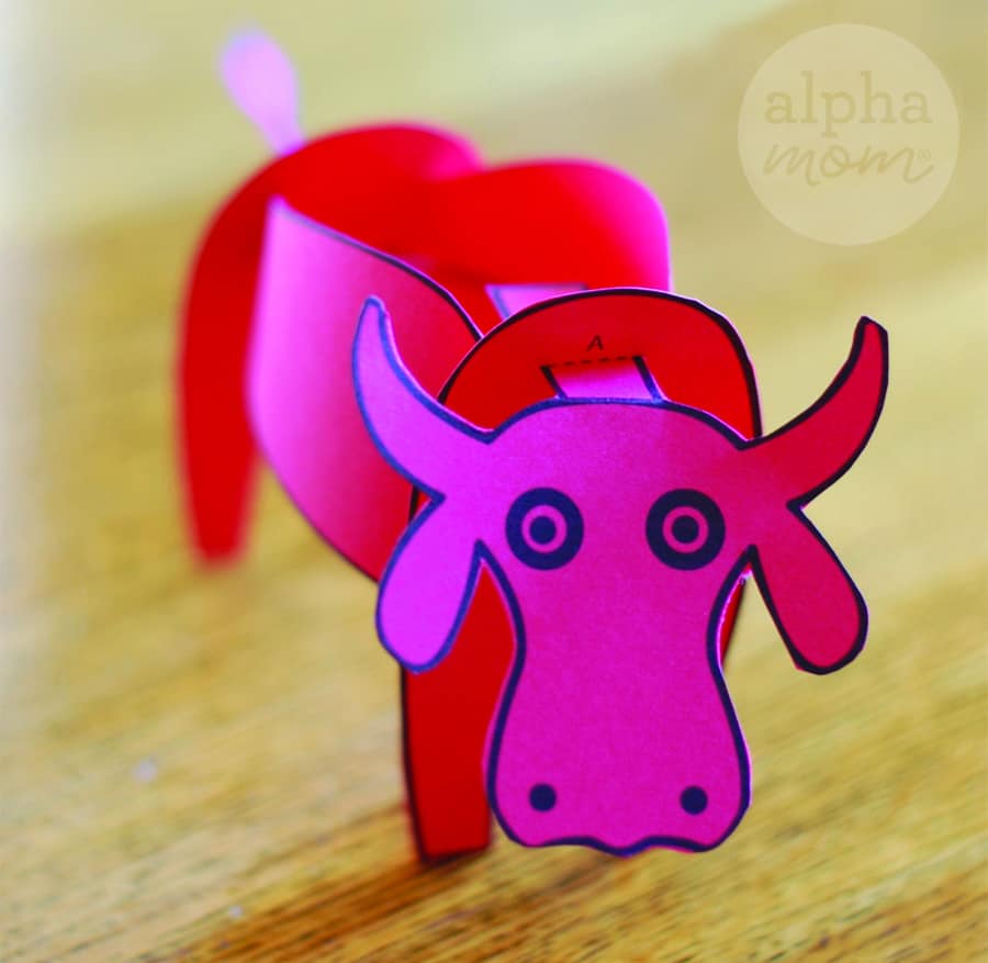 3D year of the ox paper craft for lunar new year